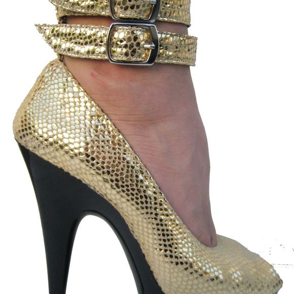 GASOLINE GLAMOUR GOLD RUSH PEEPTOE PUMPS - Picture 3 of 3